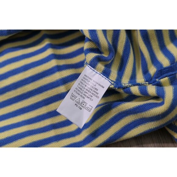 IZOD Striped Men's Large Cotton Polo Shirt w/ Embroidered IZ Logo - Blue Yellow - Picture 9 of 11